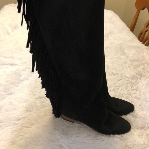 Zara Fringe Suede Boots Black Size 36 - Picture 7 of 7